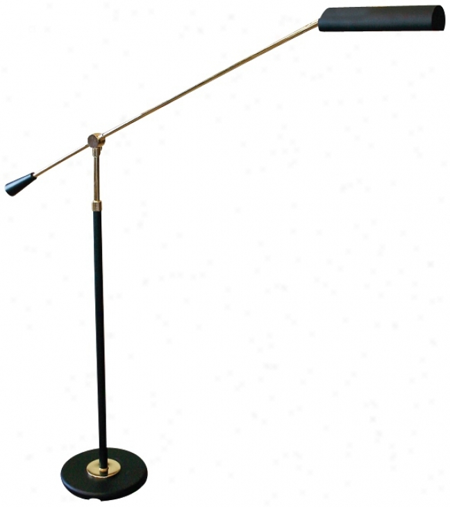 House Of Troy Polished Brass And Black Floor Piano Lamp (06587)