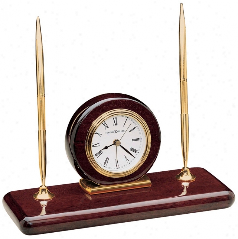 Howard Miller Rosewood 9 1/4" Wude Clock And Desk Set (r3938)