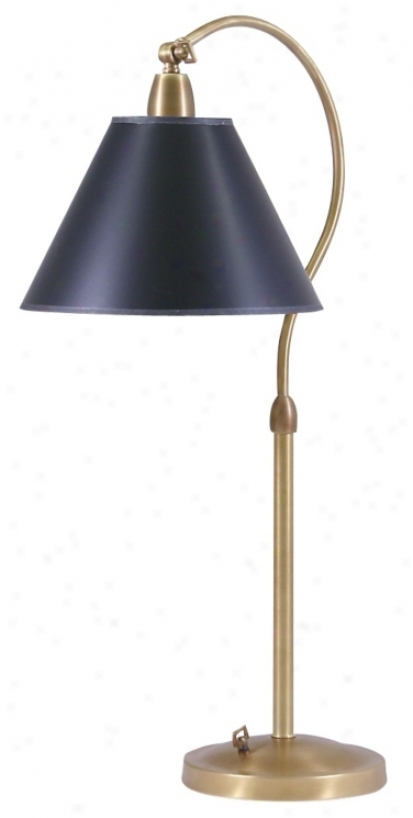 Hyde Park Downbridge Brass Finish Black Shade Desk Lamp (27816)