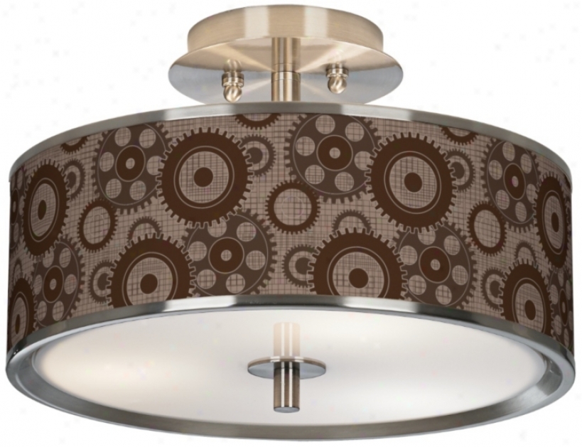 Industrial Gears Giclee Glow 14" Wide Ceiling Light (t6396-y6129)