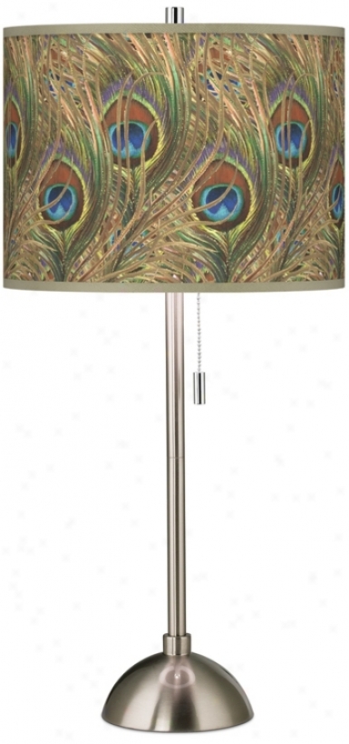 Iridescent Feather Giclee Contemporary Table Lamp (60757-w4740)