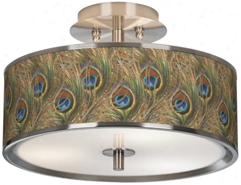 Iridescent Feather Giclee Glow 14" Widee Ceiling Light (t6396-w4715)