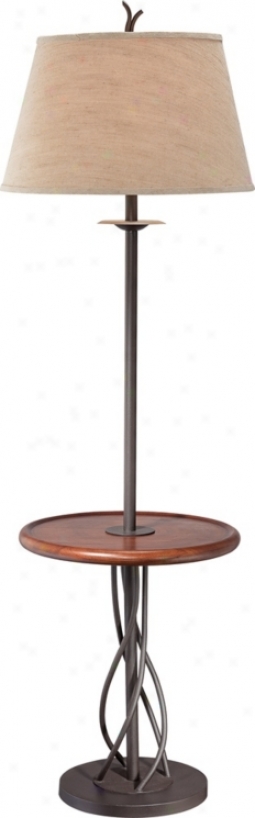 Iron Twist Found Wood Tray Table Floor Lamp (n5774)