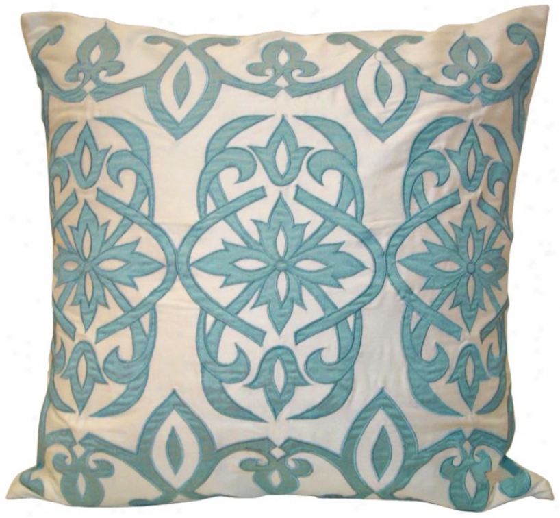 Ivory And Illuminate Blue 18" Squuare Throw Pillow (v7800)