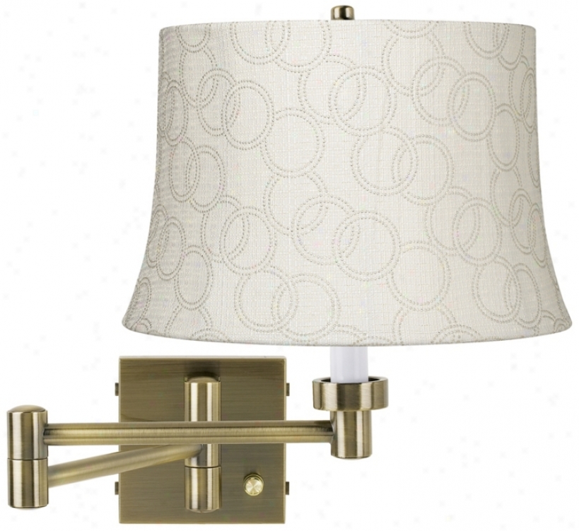 Ivory Cream Circles Brass Plug-in Swing Arm Wall Lamp (37857-v5493)