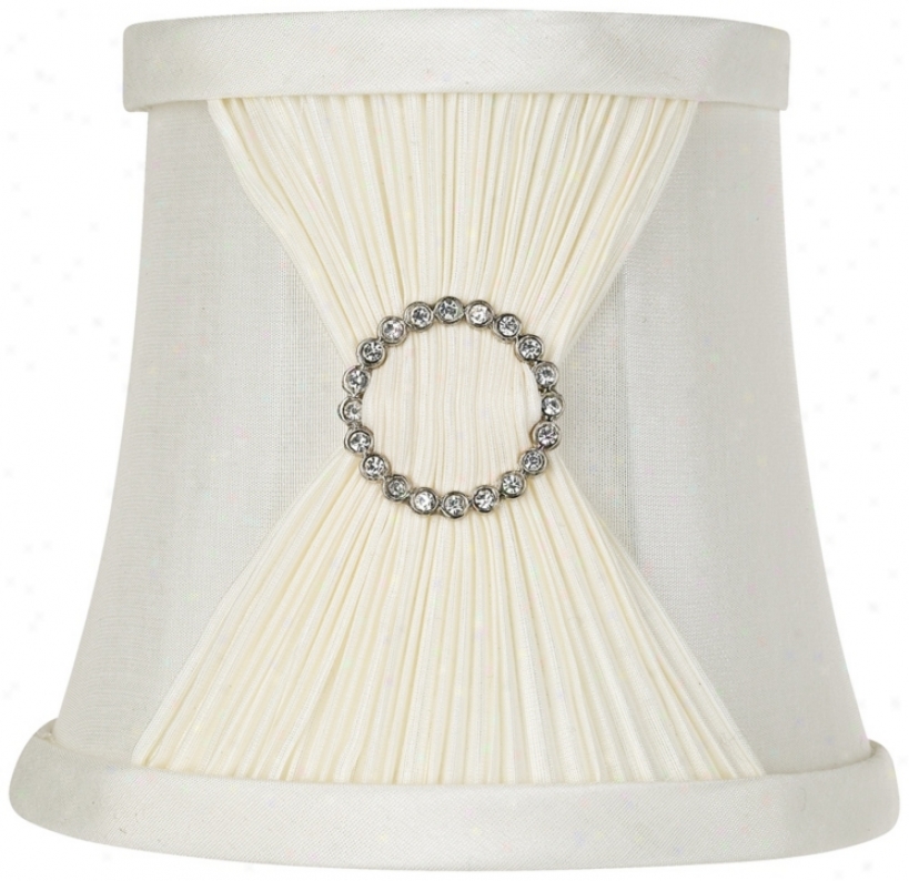 Ivory Fabric Pinch Pleat Shade 4x5.5x5 (clip-on) (t2358)