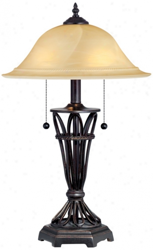 Ivory Glass Obscure Iron Cage Table Lamp (t8435)