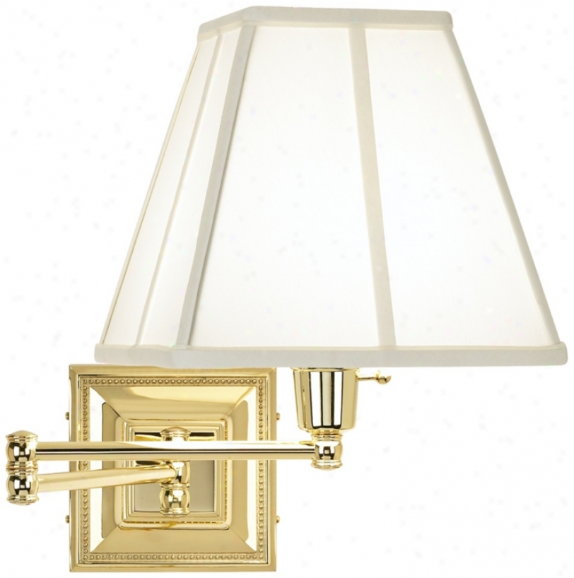 Ivoy Square Shade Brass Beaded Plug-in Style Swing Arm Wall Lamp (77426-23875)