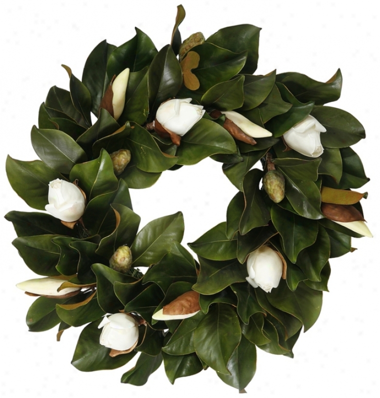 Jane Seymour 24" White Faux Tulip Magnolia Bud Wreath (v5925)