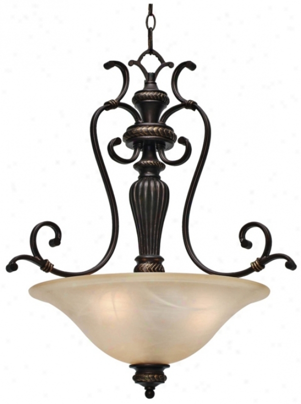 Jefferson Etruscan Bronze 24" Wide Bowl Hanging appendage Chandelier (t1536)