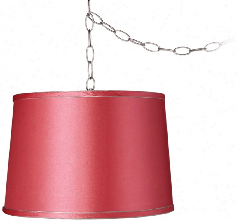 Jewel Hot Pink 13 1/2" Wide Brushed Steel Swag Chandelier (w2813-v4657)