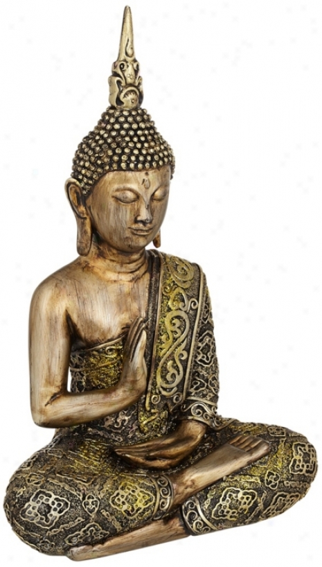 Jeweled Gold Sitting Buddha Sculpture (w8234)