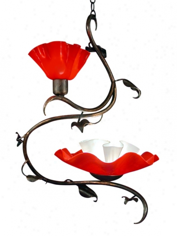 Jezebel 2-light Really Red Magnolia Swag Chandelier (73386)