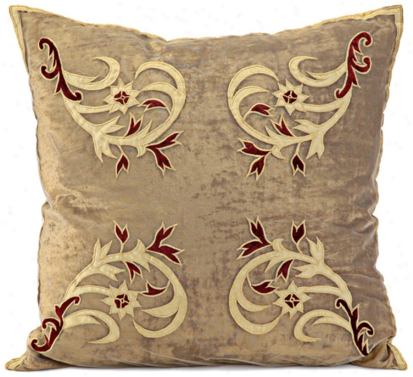 John Richarx Net Overlay Gold Velvet Accent Pillow (v3607)