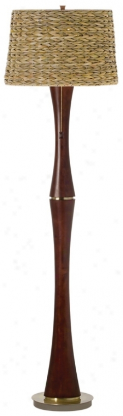 Kathy Ireland Haleiwa Walnut Finish Wood Floor Lamp (w2129)