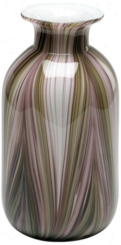 Laege Multi-colored Glass Feather Vase (r0768)