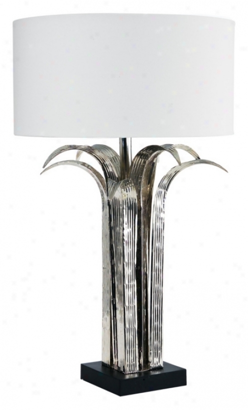 Larry Laslo Flora Shiny Nickel Leaf Table Lamp (23157)