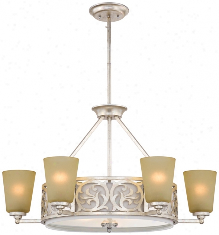 Lase Cut 30" Wide 9-light Silver Leaf Chandelier (v7266)