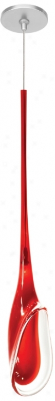 Lbl Lily Red Glass Satin Nlckel Pendant Light (39805-47250)