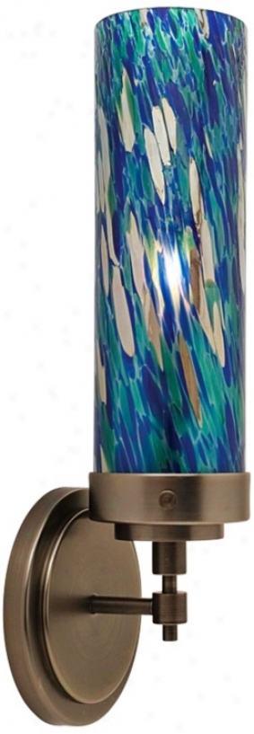 Lbl Max Bronze 10 3/4" HighB lue-green Glass Wall Sconce (x6419)