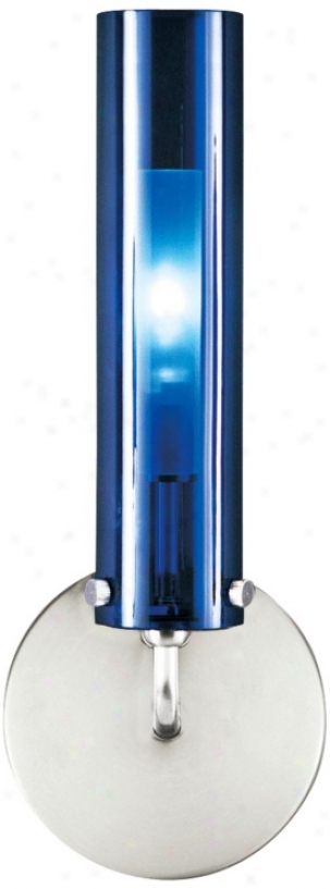 Lbl Top Wall Ii Nickel Blue Glass 12" High Wall Sconce (29219)