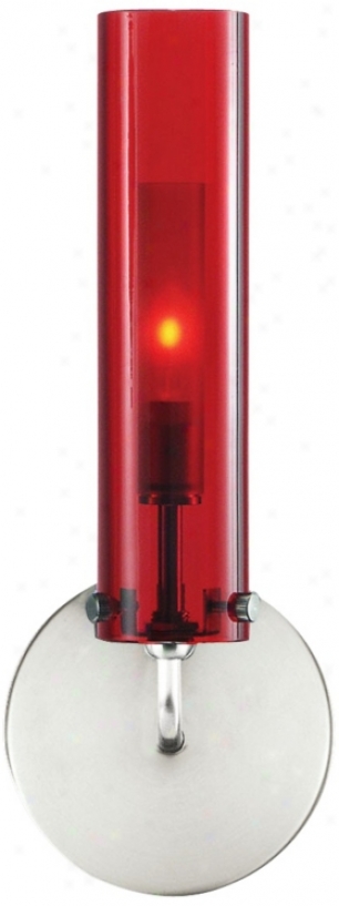 Lbl Tip Wall Ii Nickel Red Glass 12" High Wal Sconce (x6398)