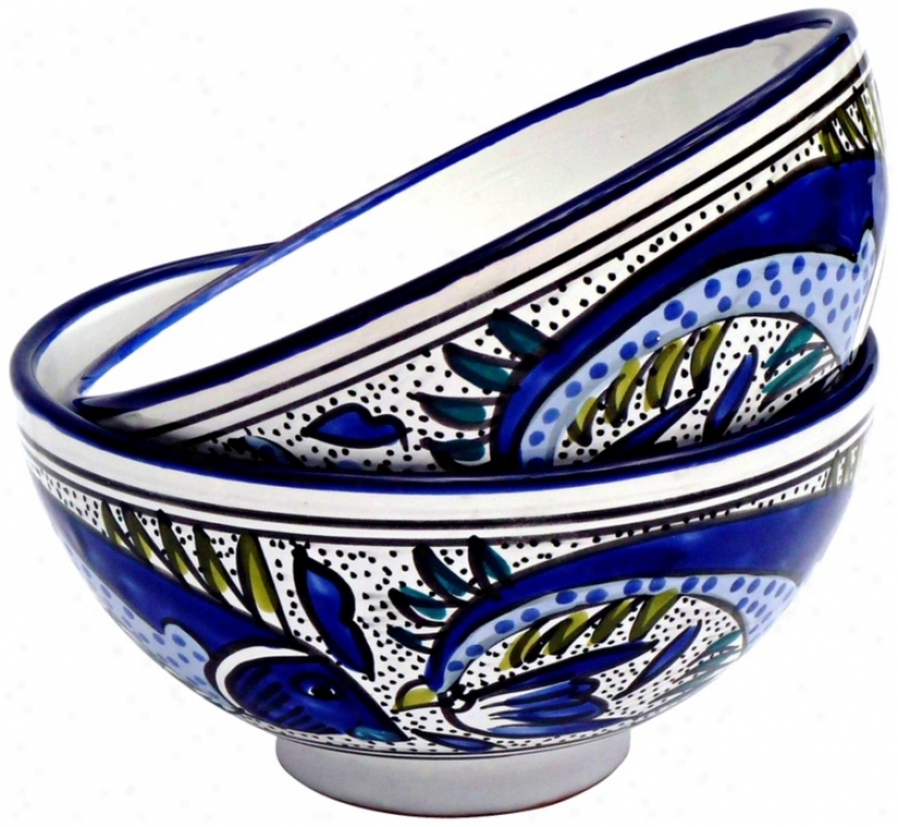 Le Souk Aqua Fixh Set Of 2 Medium Deep Serve Bowls (x9918)