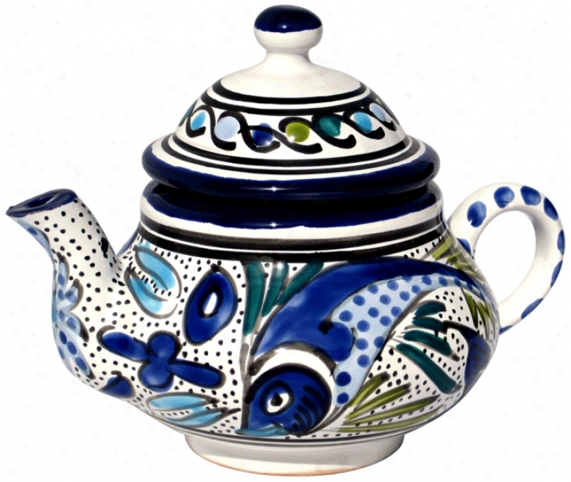 Le Souk Ceramique Aqua Fish Design Teapot (x9952)