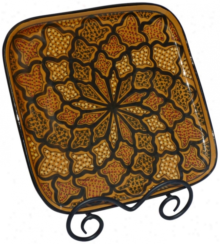 Le Souk Ceramique Honey Design Square Platter (x9798)