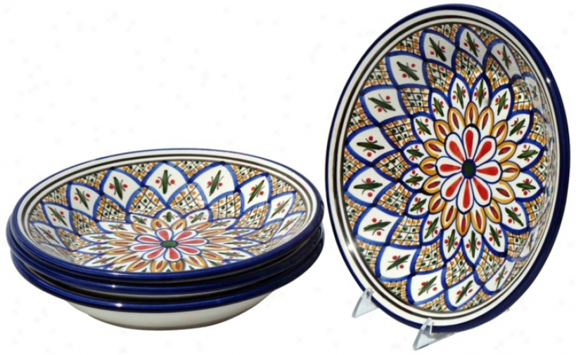 Le Souk Ceramique Set Of 4 Tabarka Pasta/salad Boowls (y0085)