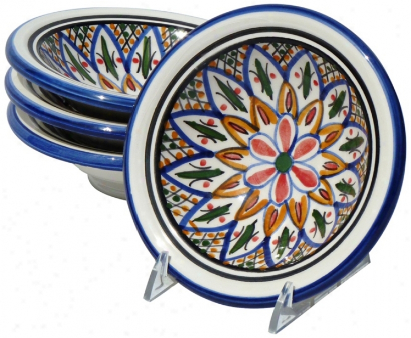 Le Souk Ceramique Set Of 4 Tabarka Round Sauce Dishes (y0086)