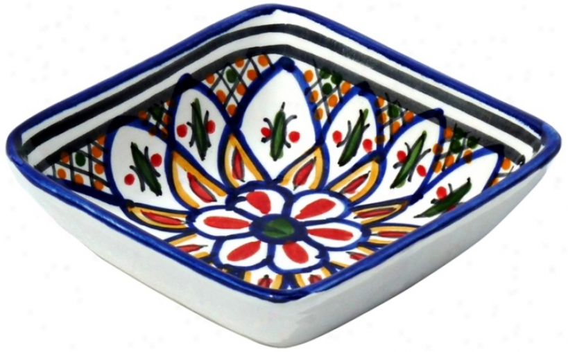 Le Souk Ceramique Plant Of 4 Tabarka Square Seasoning Dishes (y0079)