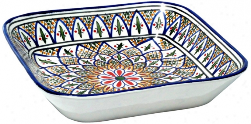 Le Souk Ceramique Tabrka Design Square Serving Bowl (y0071)