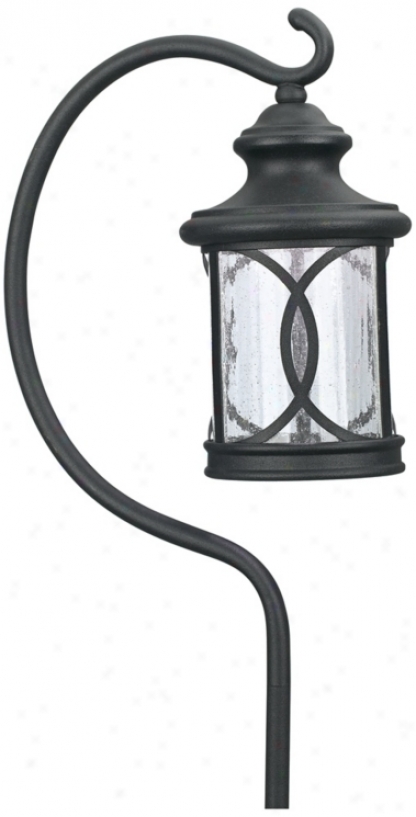 Led Seeded Glass Black Finish Path Light With Hook (t8384)