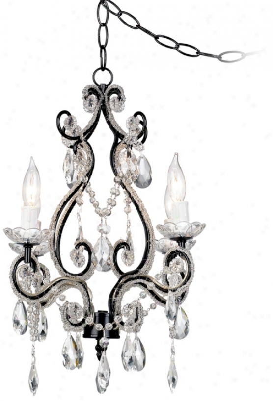 Leila Black Clear Swag Plug-in Chandelier (85093)