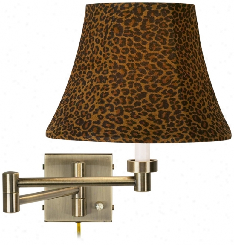 Leopard Shade Old Brass Piug-in Swing Arm Wall Lamp (37857-t1103)