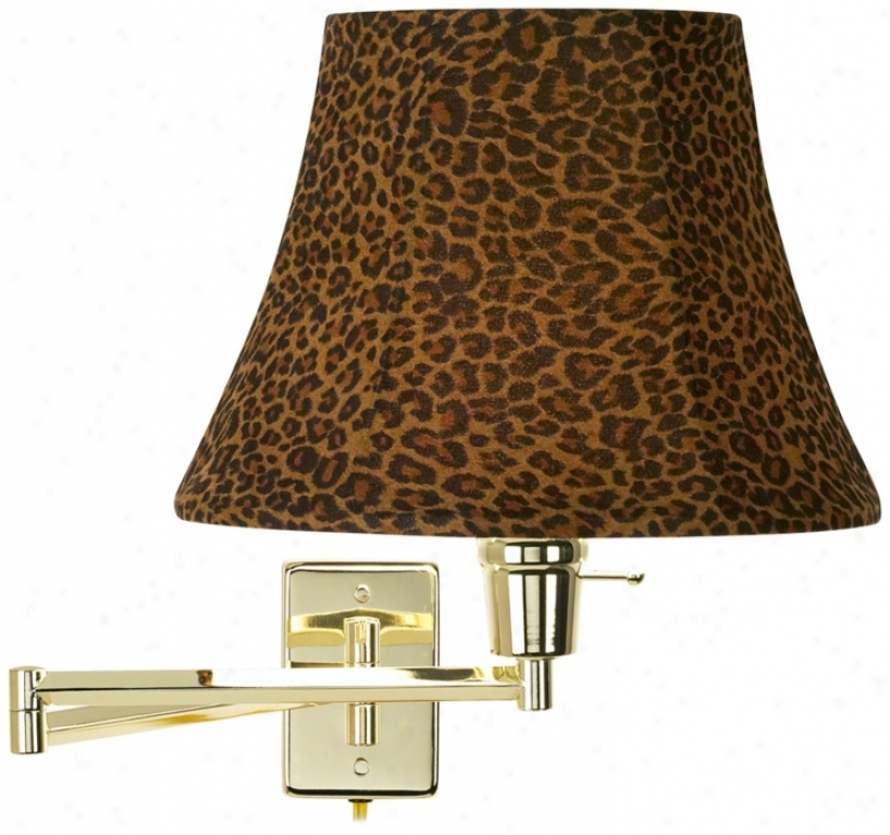 Leopard Shade Polished Assurance Plug-in Swing Arm Wall Lamp (79553-t1103)