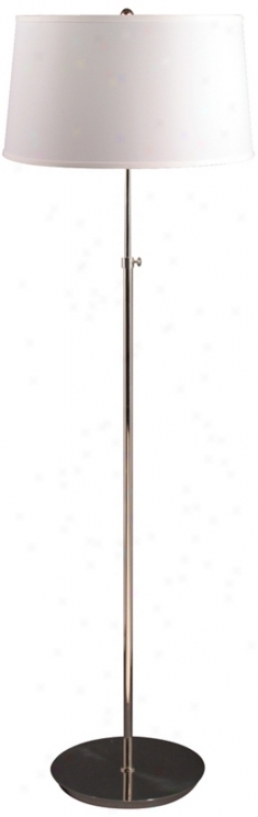 Lesley Polished Nickel And White Shade Adjustable Floor Lamp (u9385)