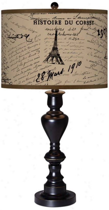 Letters To Paris Giclee Glow Black Bronze Table Lamp (x0022-x2971)