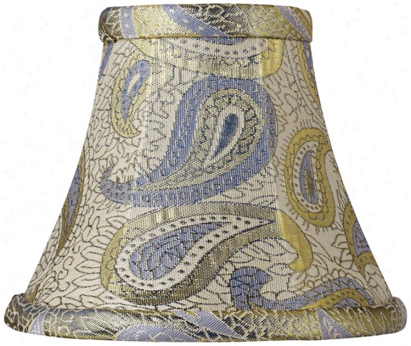 Lihgt Blue Paisley Silk Blend Bell Shade 3x6x5 (clip-on) (v3669)