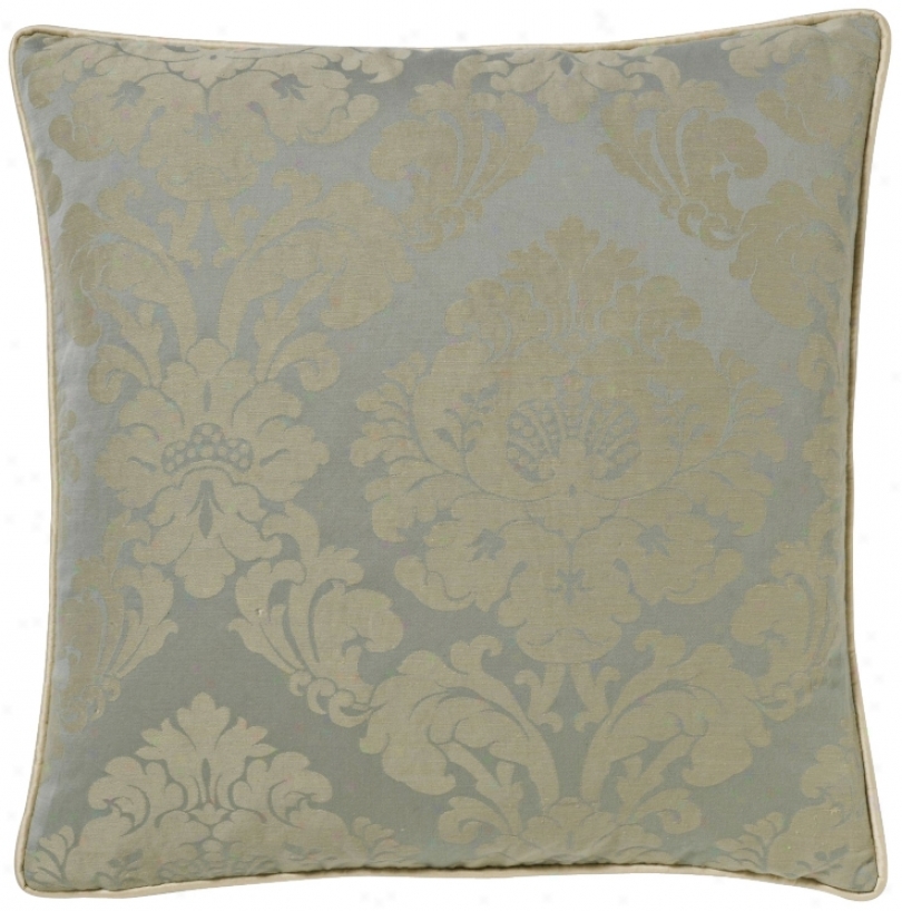 Light Blue Rosette Damask 18" Square Pillow (g2964)