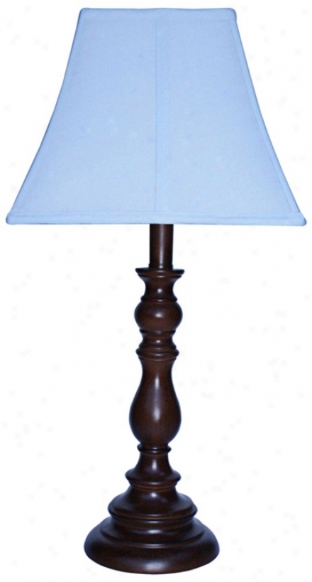 Light Blue Shade With Brown Candlestick Base Table Lamp (u7899)