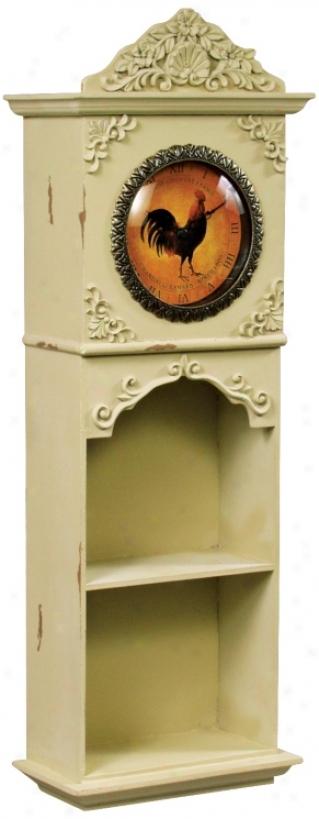 Light Green 27" High Display Case With Rooster Clock (j3095)