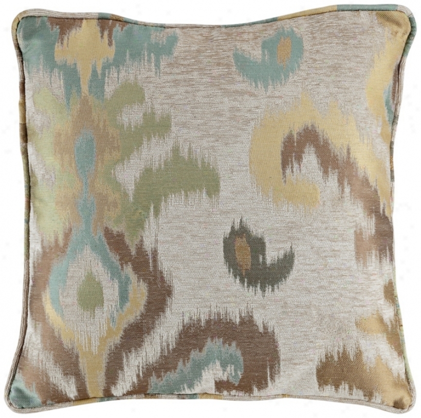 Light Ikat 18" Square Designer Throw Pillow (w9513)