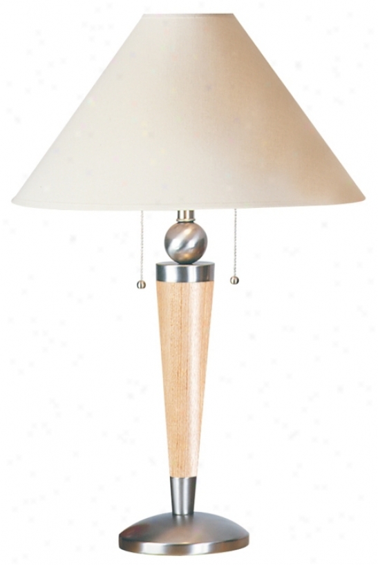 Daybreak Oak Finish Witg Brushed Nickel Table Lamp (58586)