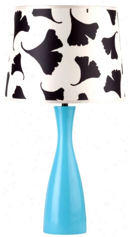 Lights Up! Black Ginko Leaf Shade Blue Oscar Table Lamp (t4007)