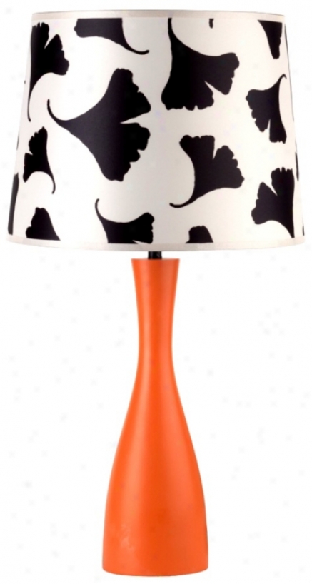 Lights Up! Black Ginko L3af Shade Carrot Oscar Table Lamp (t4011)