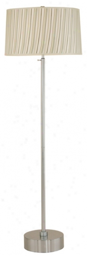 Lights Up! Cancan Brushed Nickel And Beige Stripe Floor Lamp (31414)