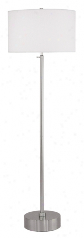 Lights Up! Cancan Brushed Nickel One White Linen Floor Lamp (31928)