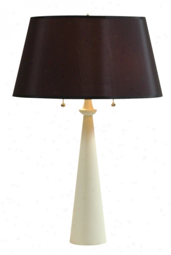 Lights Up!  Dasan Ivort Finish Table Lamp Black Silk Shade (99971)